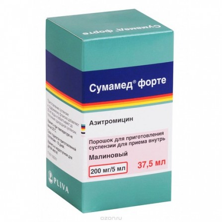 Buy Sumamed forte powder for suspension preparation 200mg  5ml 35.57g (37.5ml)