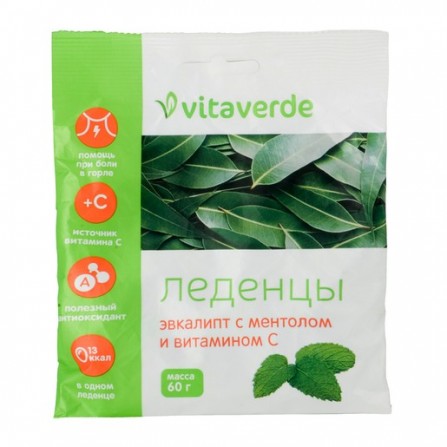 Buy Vita Verde eucalyptus lozenges with menthol with vitamins from 60g