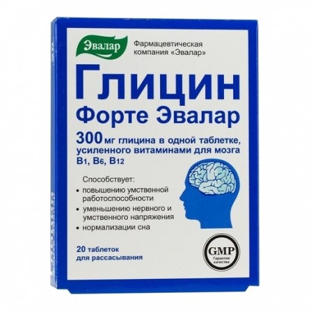 Buy Glycine Forte Evalar tablets 300 mg 20 pcs